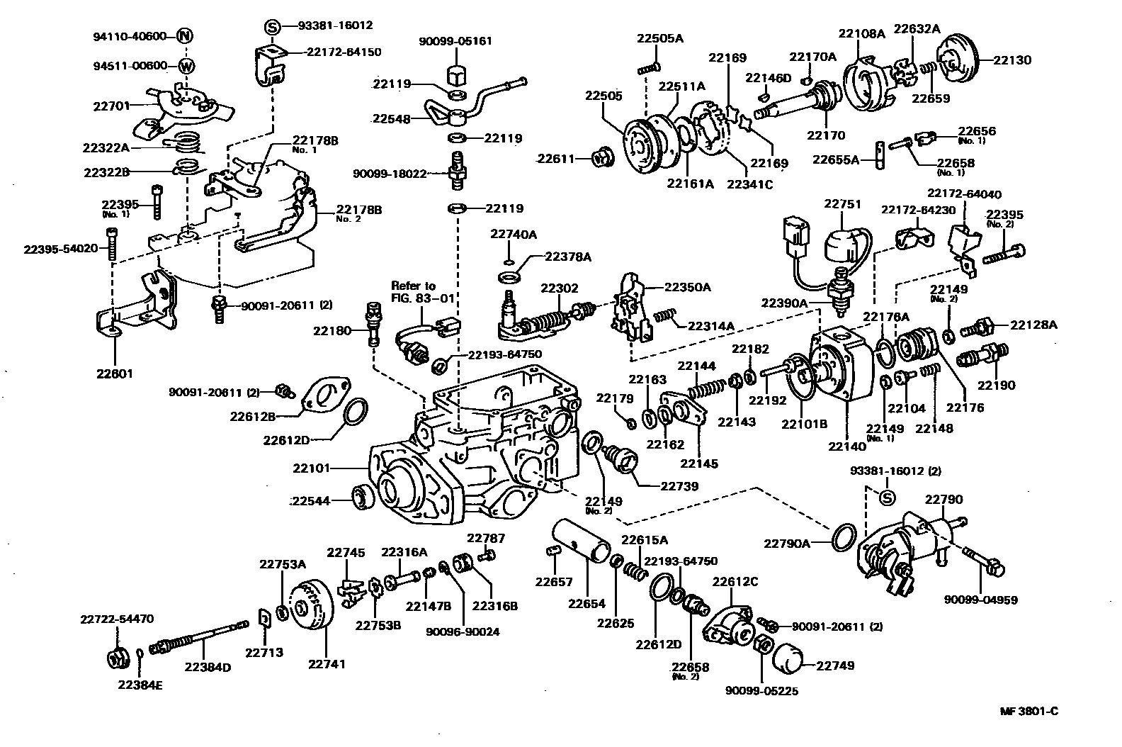 Toyota COROLLA 喷油泵体 EPC diagram — MF3801C