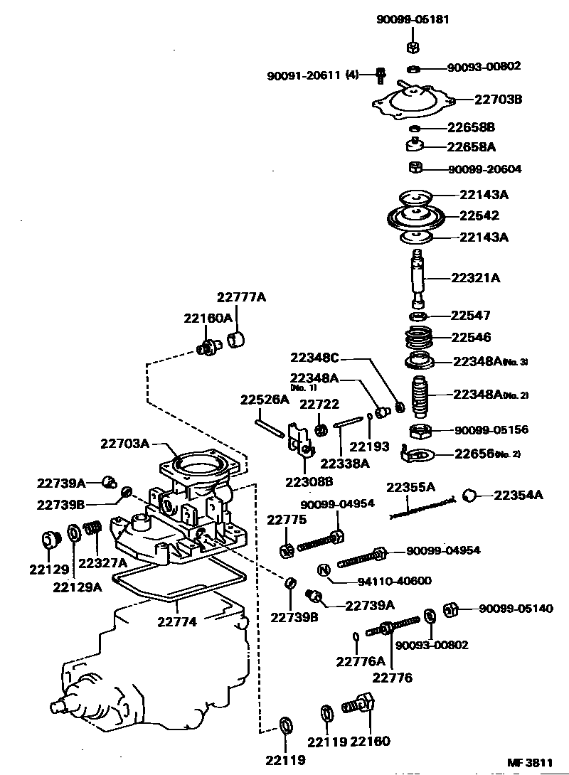Toyota COROLLA 喷油泵体 EPC diagram — MF3811