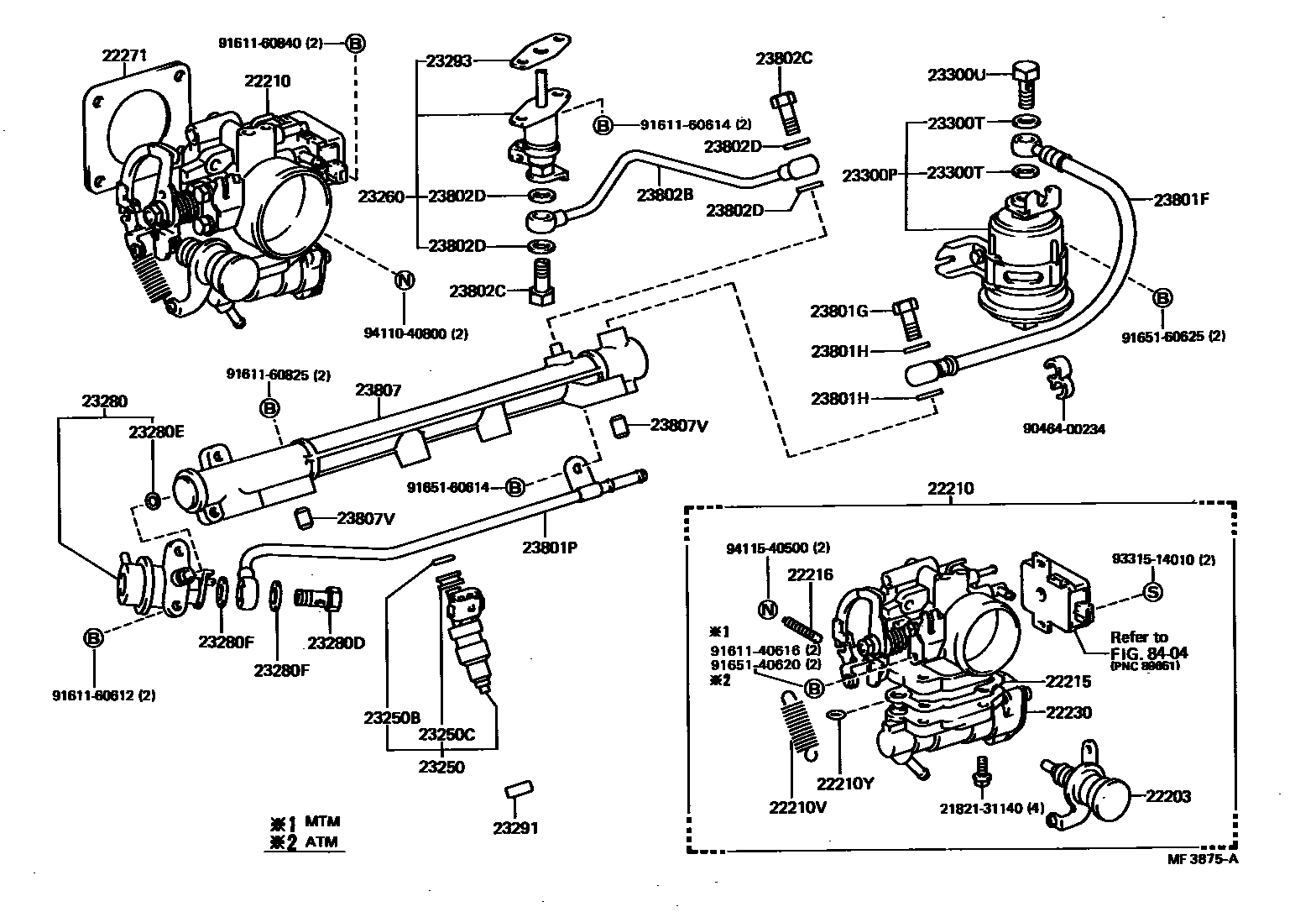 Toyota COROLLA 燃油喷射系统 EPC diagram — MF3875A