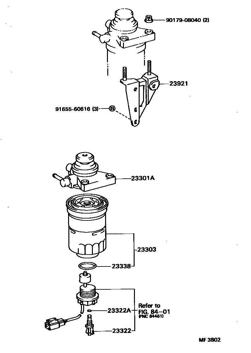 Toyota COROLLA fuel filter EPC diagram — MF3802