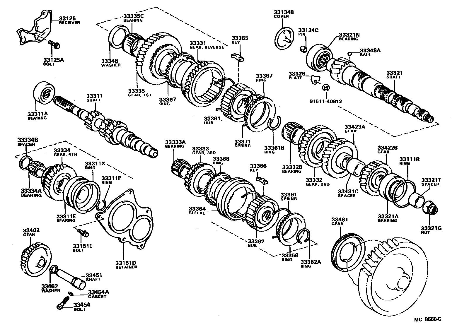 Toyota COROLLA 变速器齿轮(MTM) EPC diagram — MCB550C