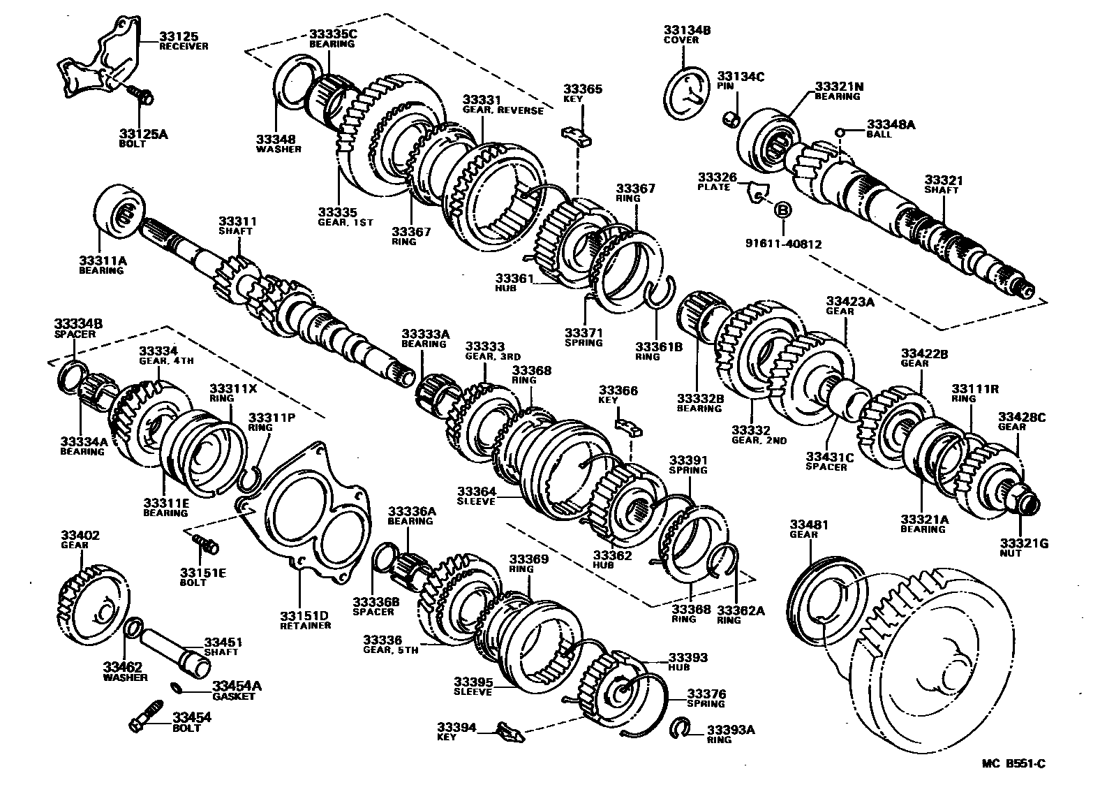Toyota COROLLA 变速器齿轮(MTM) EPC diagram — MCB551C
