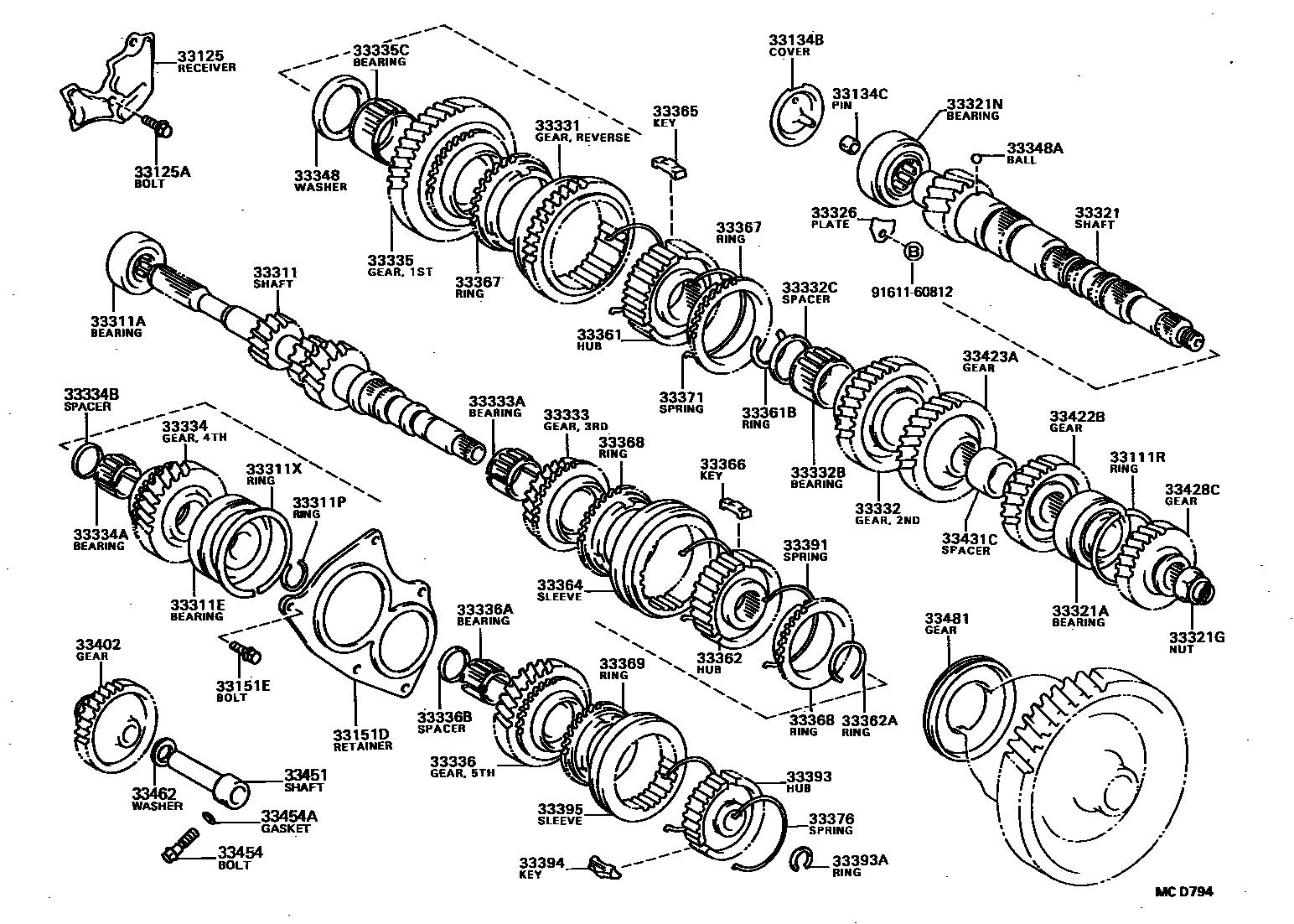 Toyota COROLLA 变速器齿轮(MTM) EPC diagram — MCD794
