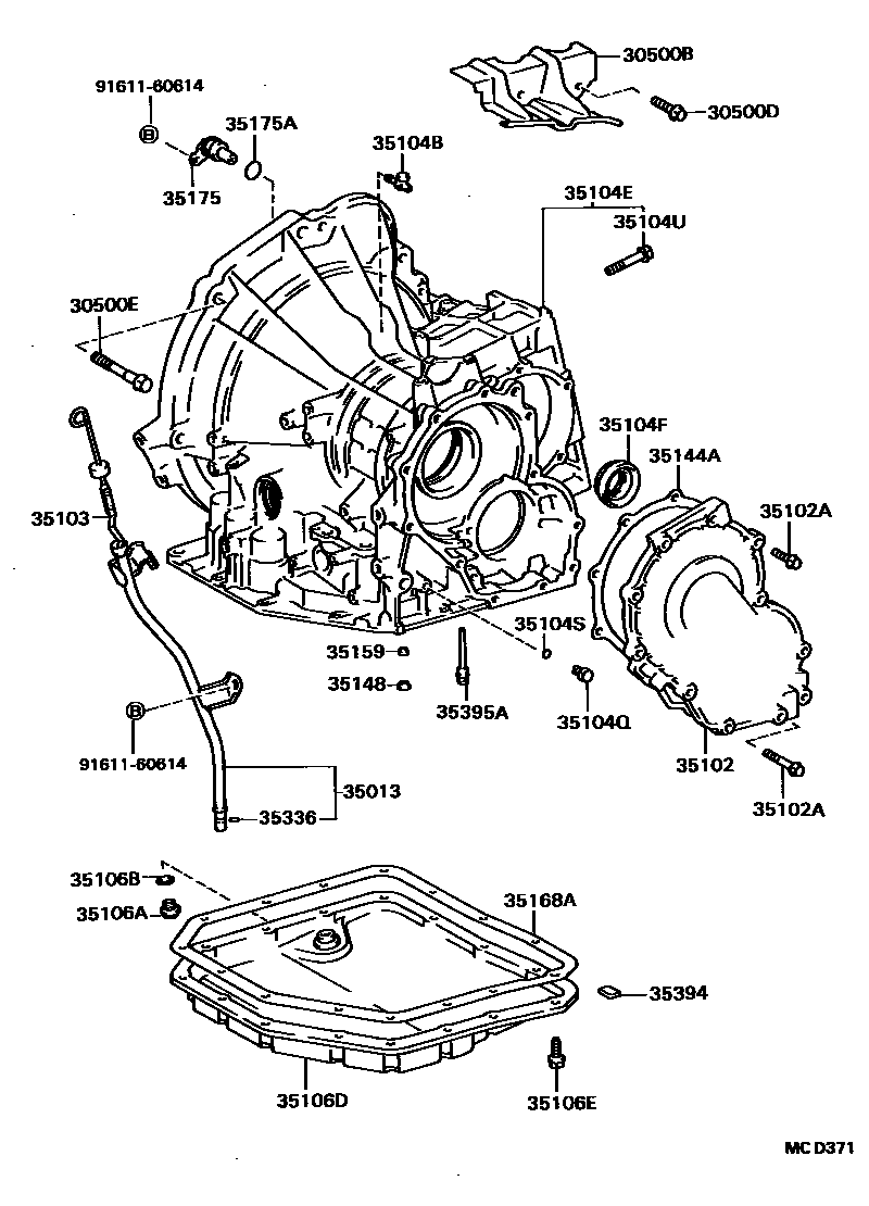 Toyota COROLLA 变速器壳和油底壳(ATM) EPC diagram — MCD371