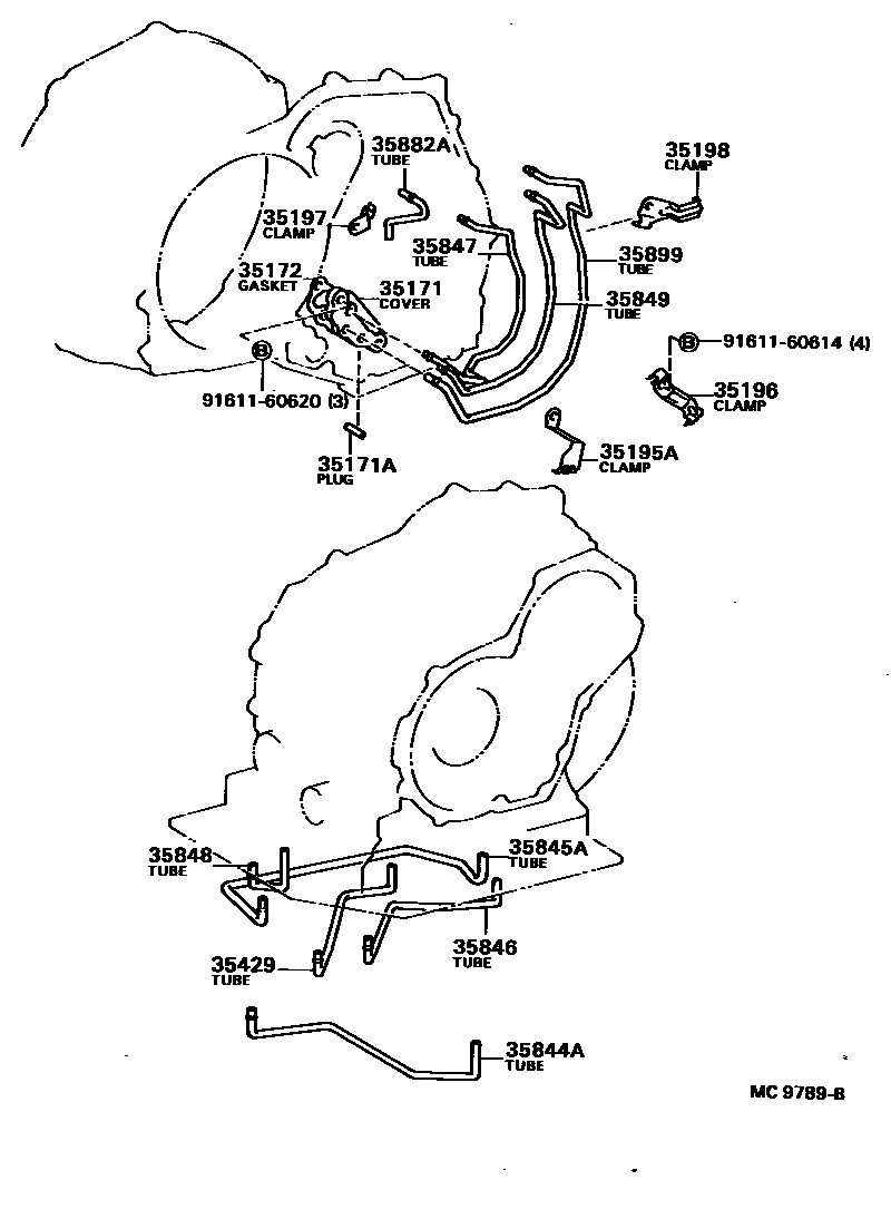 Toyota COROLLA 阀体和滤油网(ATM) EPC diagram — MC9789B