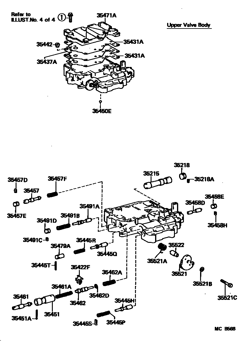 Toyota COROLLA 阀体和滤油网(ATM) EPC diagram — MCB566