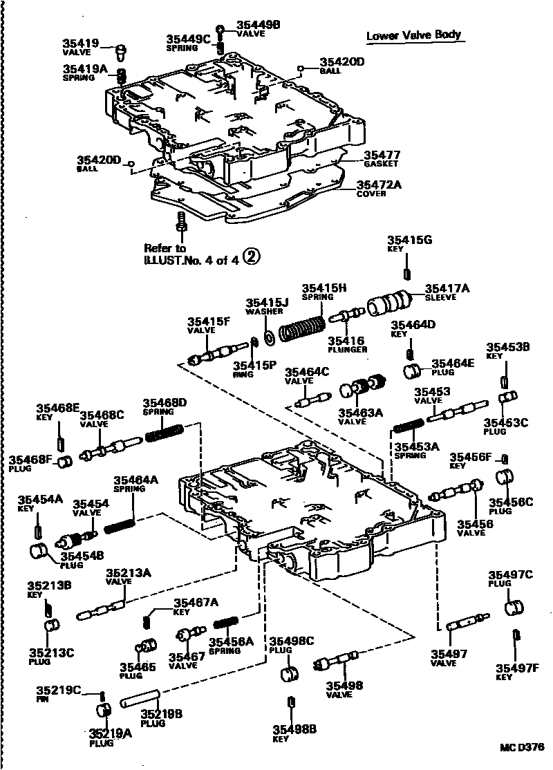 Toyota COROLLA 阀体和滤油网(ATM) EPC diagram — MCD376