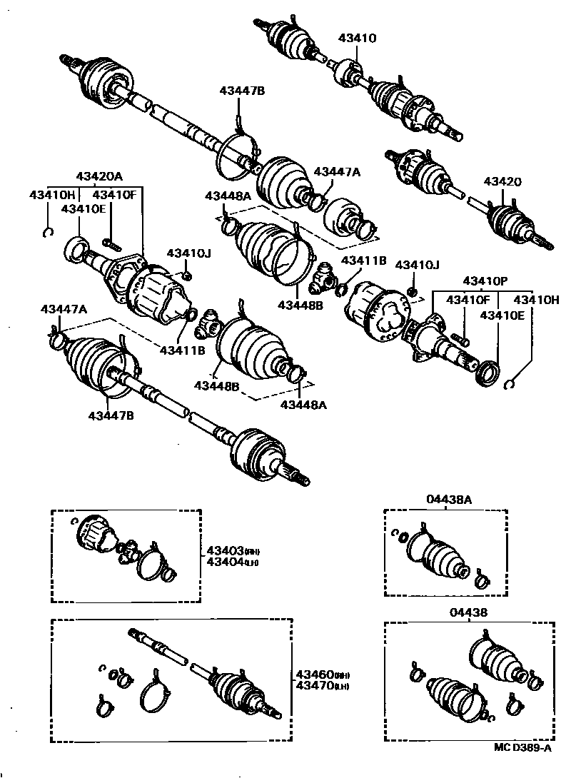 Toyota COROLLA Front Drive Shaft EPC diagram — MCD389A