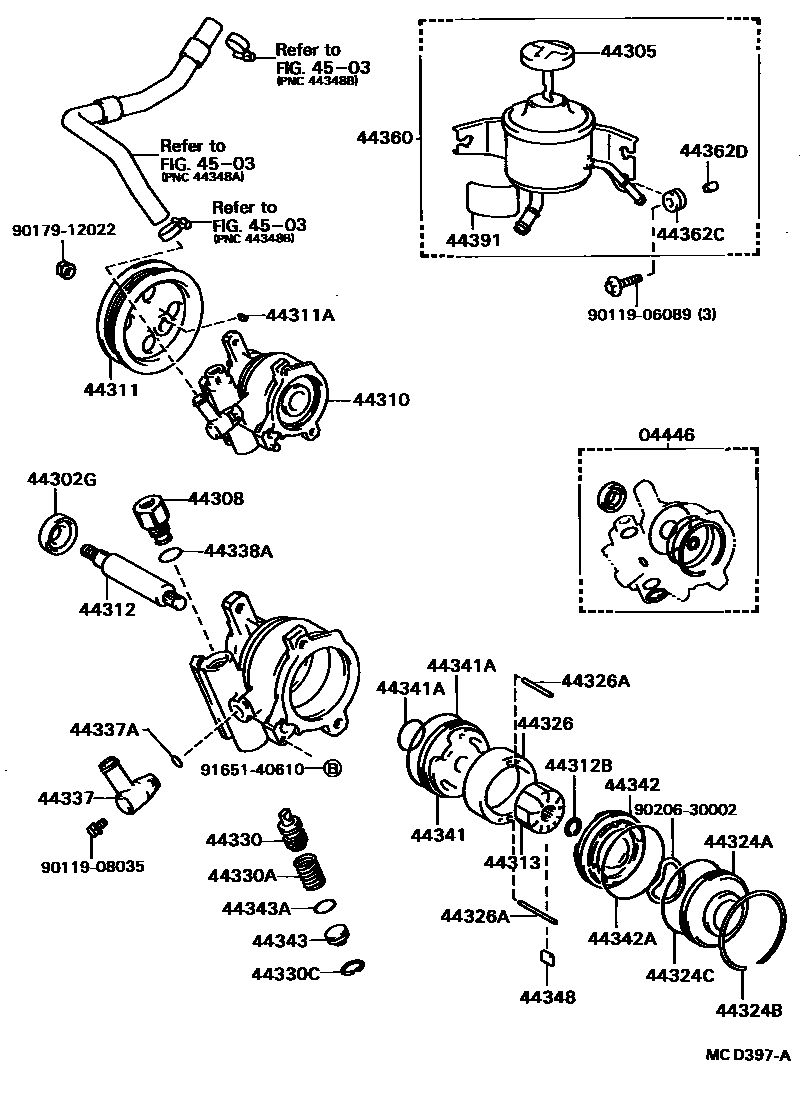 Toyota COROLLA 叶片泵和储油罐(动力转向) EPC diagram — MCD397A