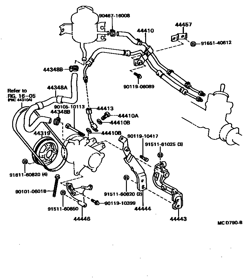 Toyota COROLLA 动力转向配管 EPC diagram — MCD790B