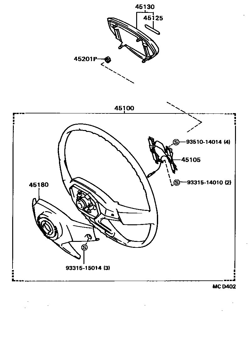 Toyota COROLLA Steering Wheel EPC diagram — MCD402