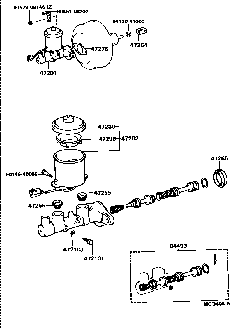 Toyota COROLLA 制动总泵 EPC diagram — MCD406A