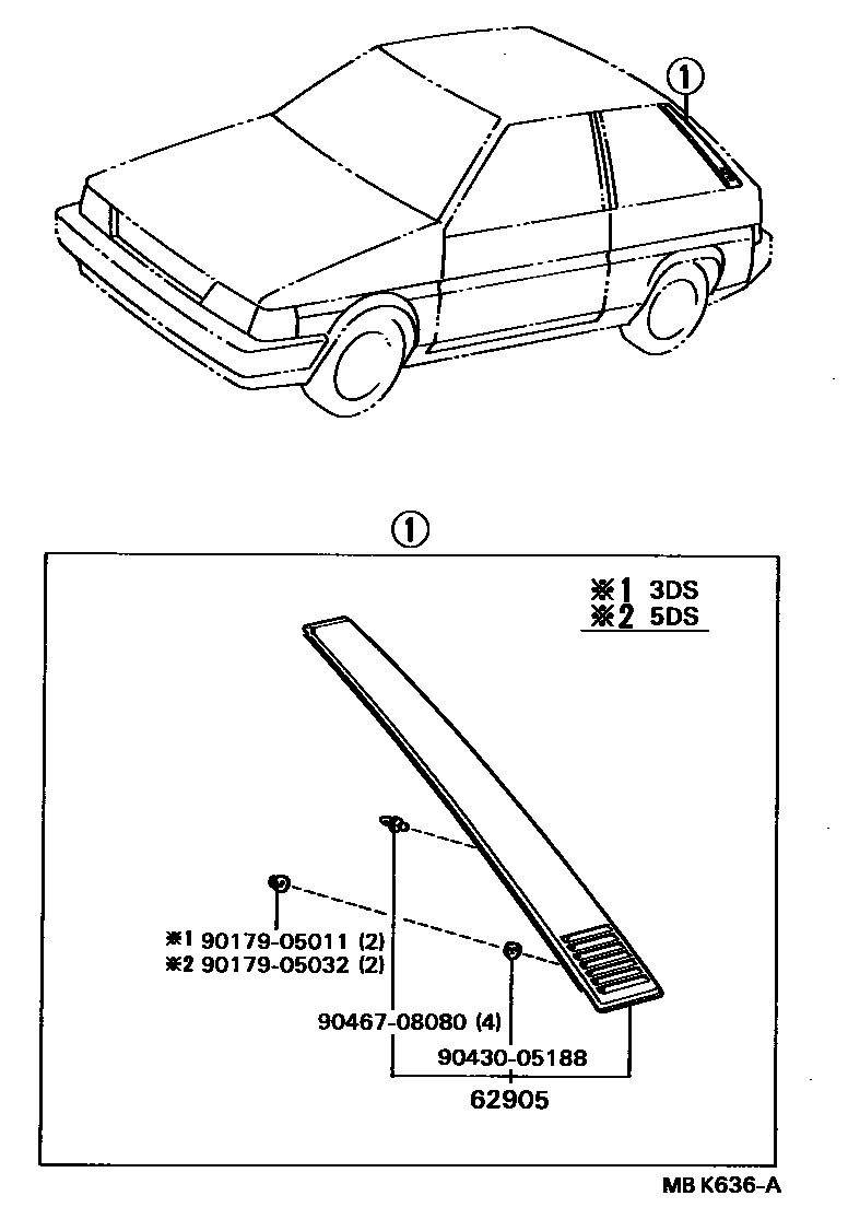 Toyota COROLLA 车侧通风装置 EPC diagram — MBK636A
