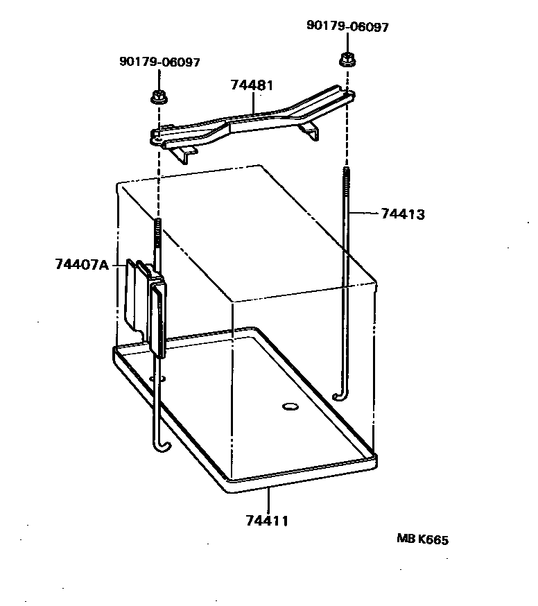 Toyota COROLLA battery holder EPC diagram — MBK665