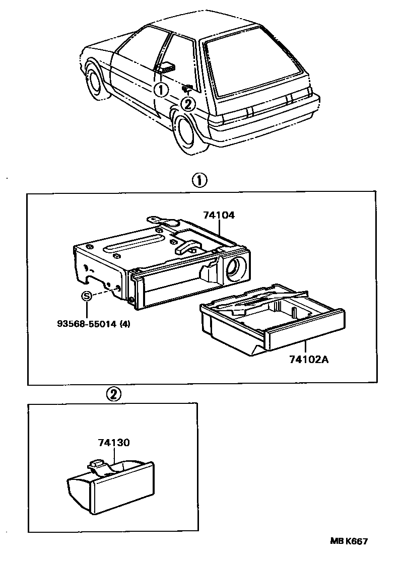 Toyota COROLLA 烟灰盒 EPC diagram — MBK667