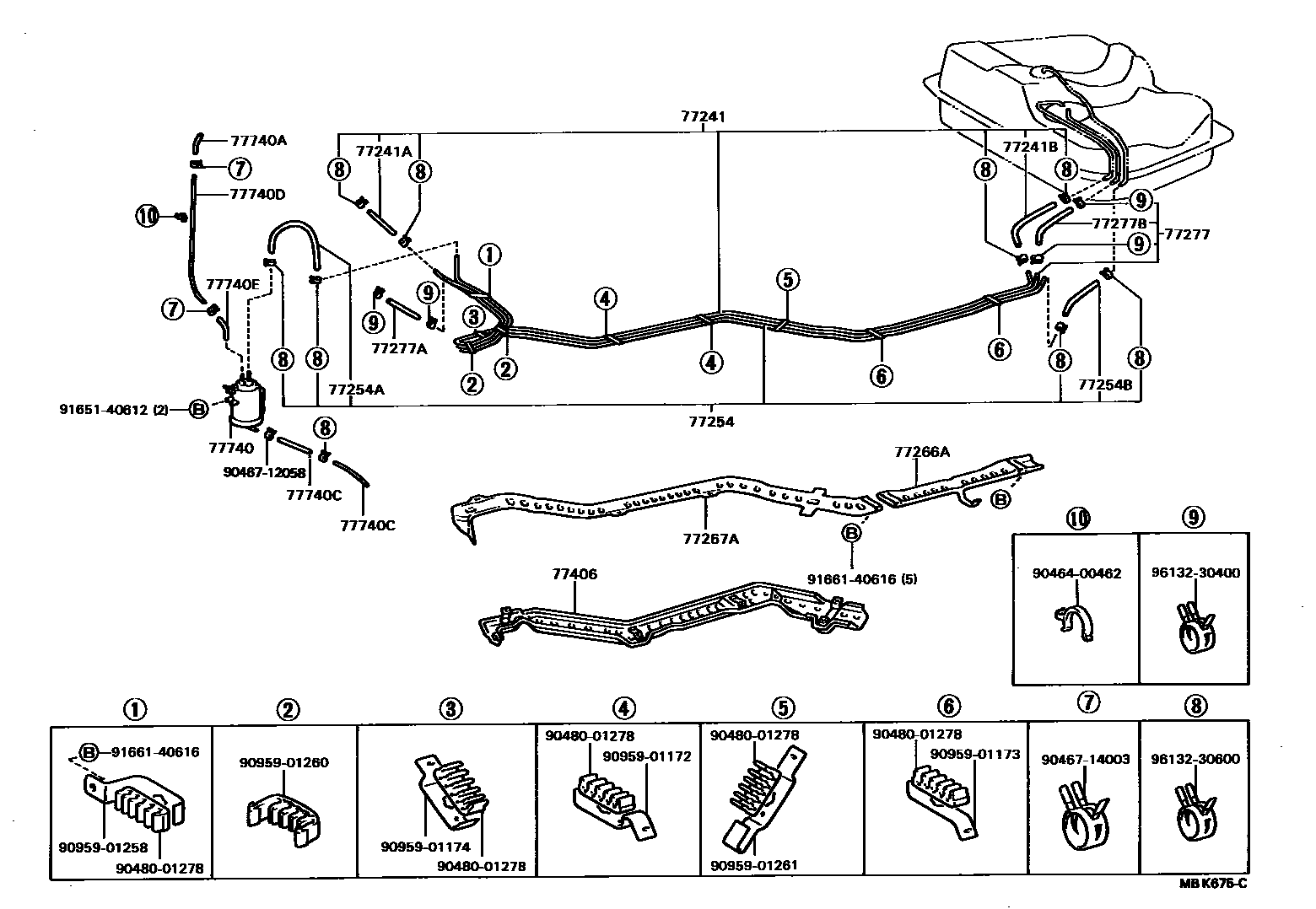 Toyota COROLLA 燃油箱和燃油管 EPC diagram — MBK675C