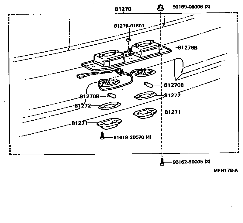 Toyota COROLLA 后牌照灯 EPC diagram — MEH178A
