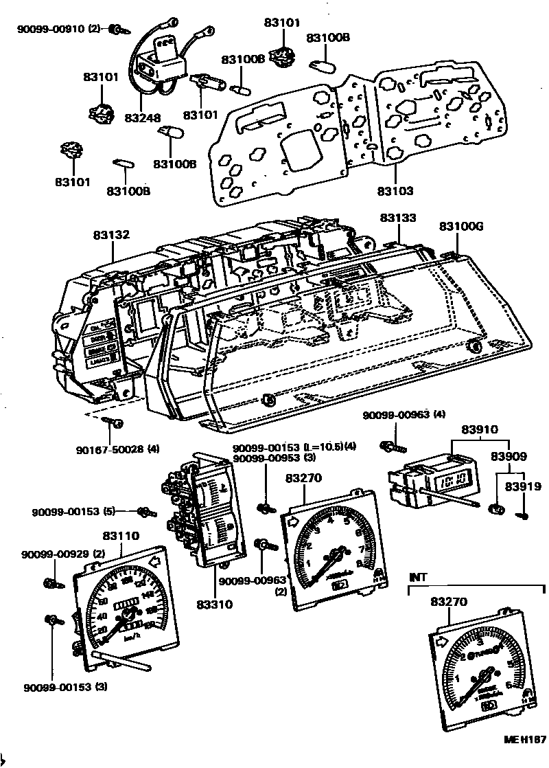 Toyota COROLLA 仪表 EPC diagram — MEH187
