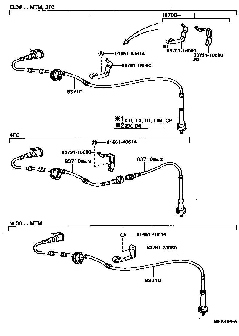 Toyota COROLLA 仪表 EPC diagram — MEK494A