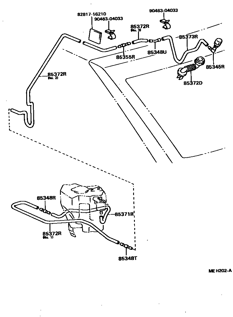 Toyota COROLLA 后清洗器 EPC diagram — MEH202A