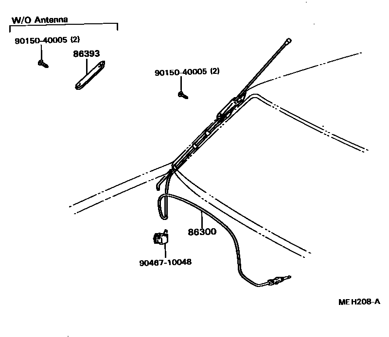Toyota COROLLA antenna EPC diagram — MEH208A