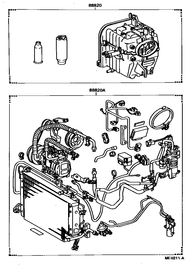 Toyota COROLLA 暖风和空调系统 - 组件 EPC diagram — MEH211A