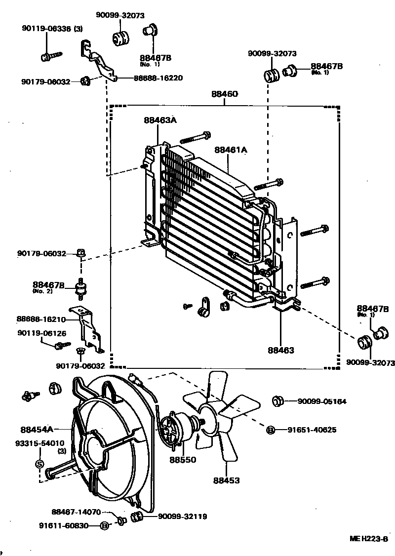 Toyota COROLLA Heating & Air Conditioning - Cooler Piping EPC diagram — MEH223B