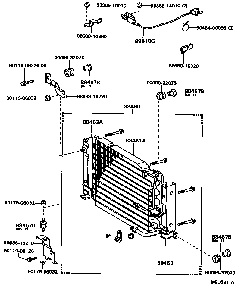 Toyota COROLLA Heating & Air Conditioning - Cooler Piping EPC diagram — MEJ331A