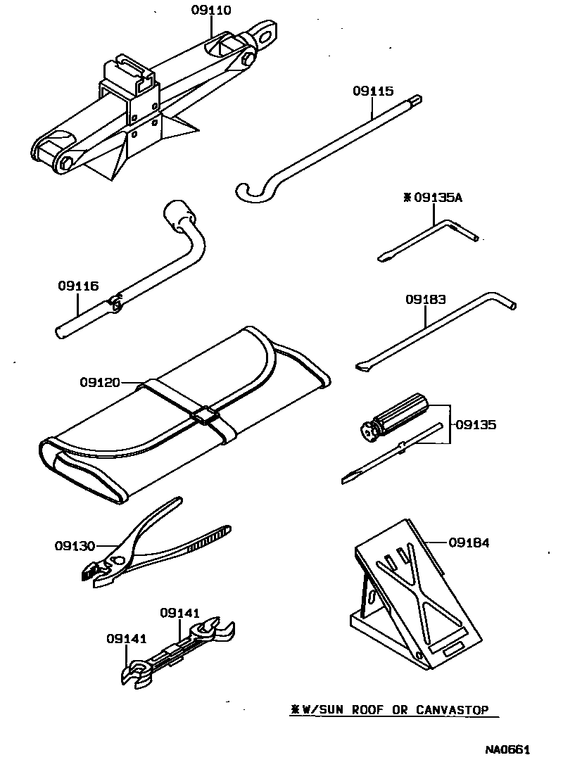 Toyota COROLLA Standard Tools EPC diagram — NA0661