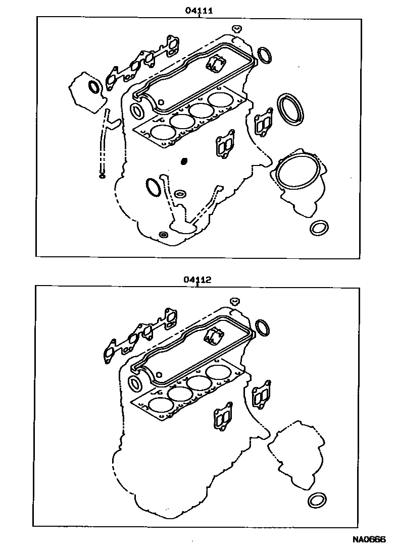Toyota COROLLA Engine Overhaul Gasket Kit EPC diagram — NA0666