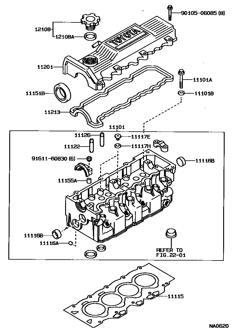 Toyota COROLLA Cylinder Head EPC diagram — NA0620