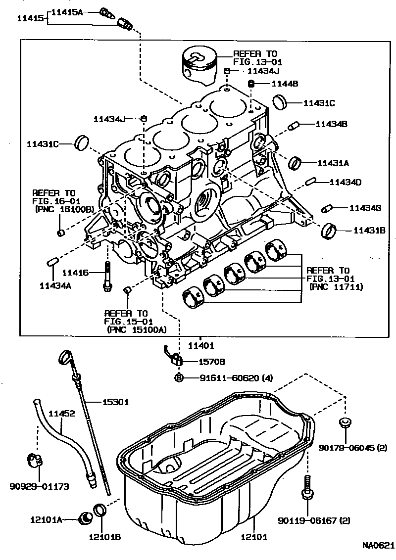 Toyota COROLLA Cylinder Block EPC diagram — NA0621