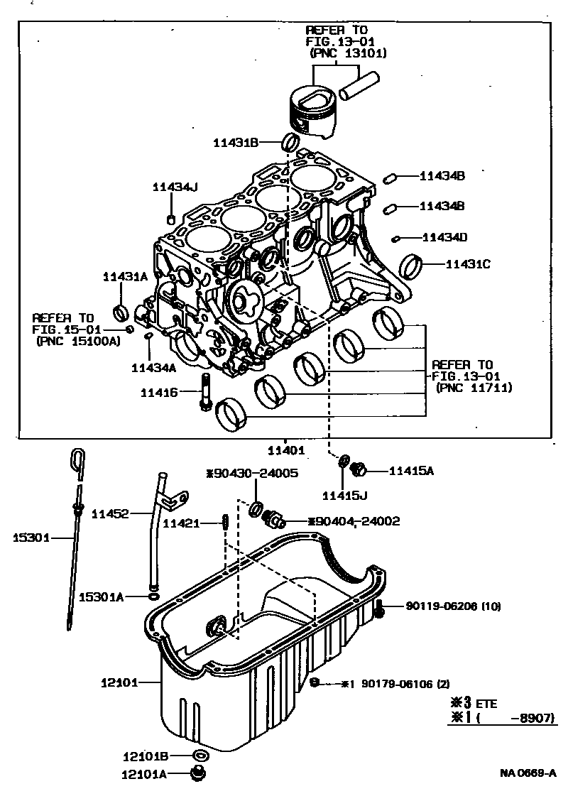Toyota COROLLA Cylinder Block EPC diagram — NA0669A
