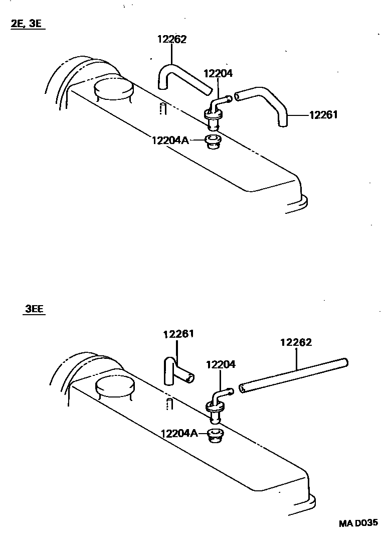 Toyota COROLLA Ventilation Hose EPC diagram — MAD035