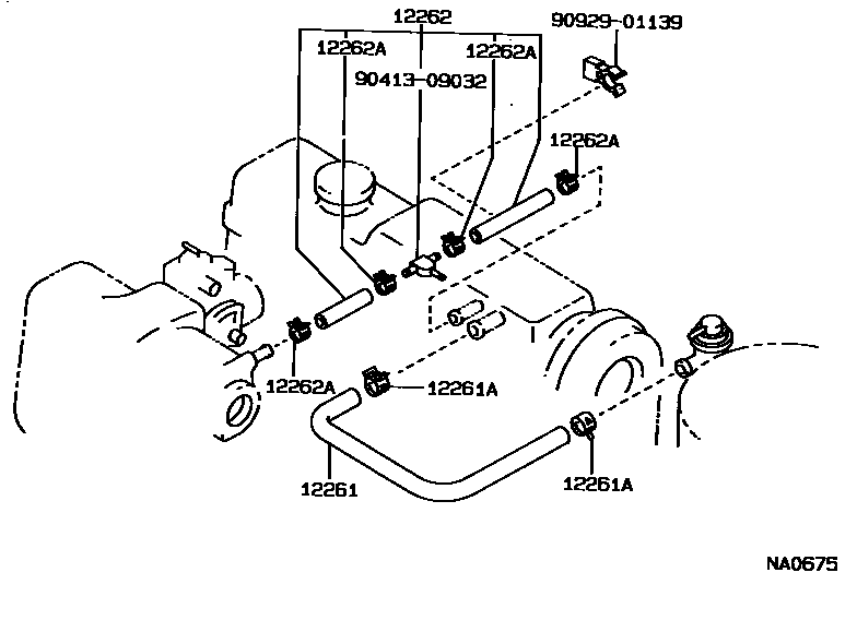 Toyota COROLLA Ventilation Hose EPC diagram — NA0675