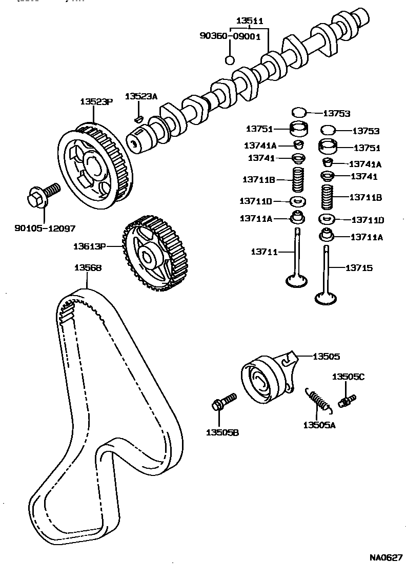 Toyota COROLLA Camshaft & Valve EPC diagram — NA0627