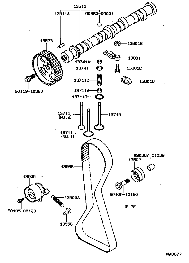 Toyota COROLLA Camshaft & Valve EPC diagram — NA0677