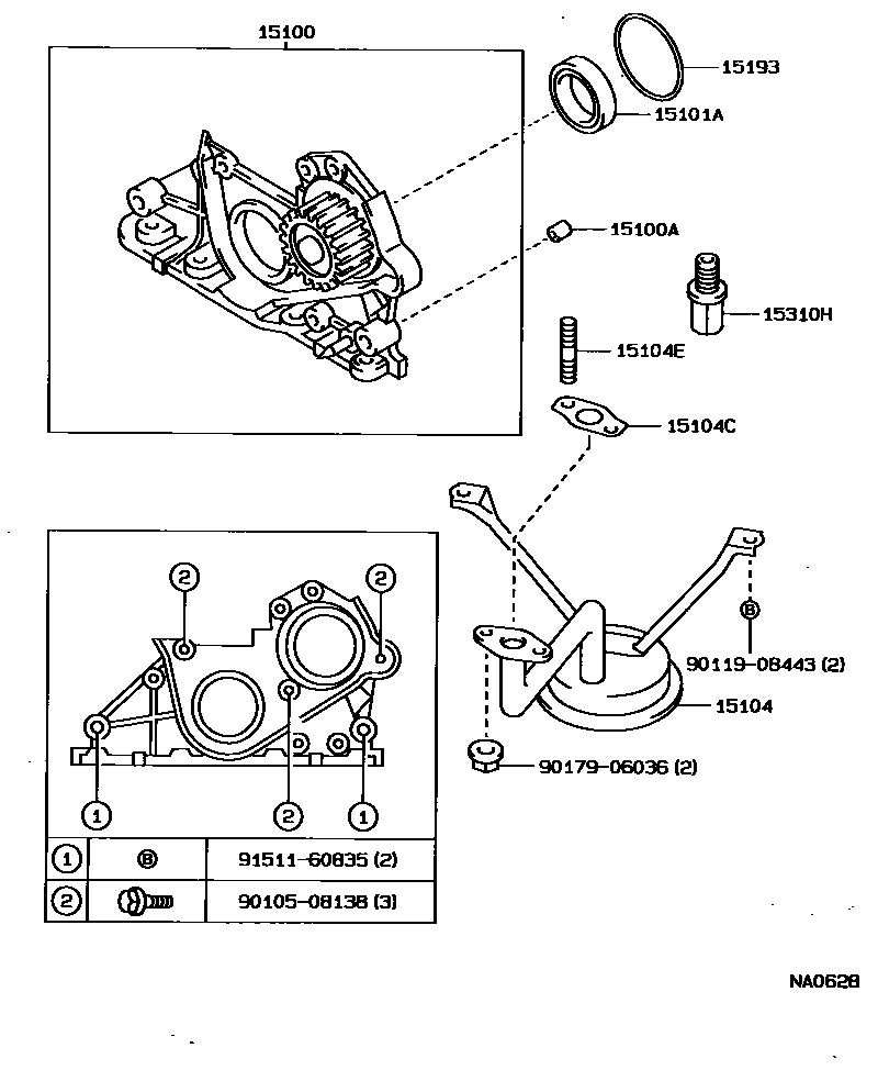 Toyota COROLLA Engine Oil Pump EPC diagram — NA0628