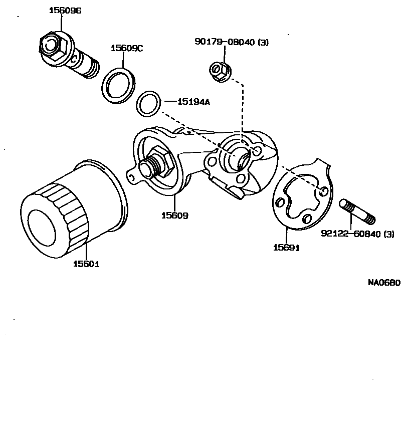 Toyota COROLLA Oil Filter EPC diagram — NA0680