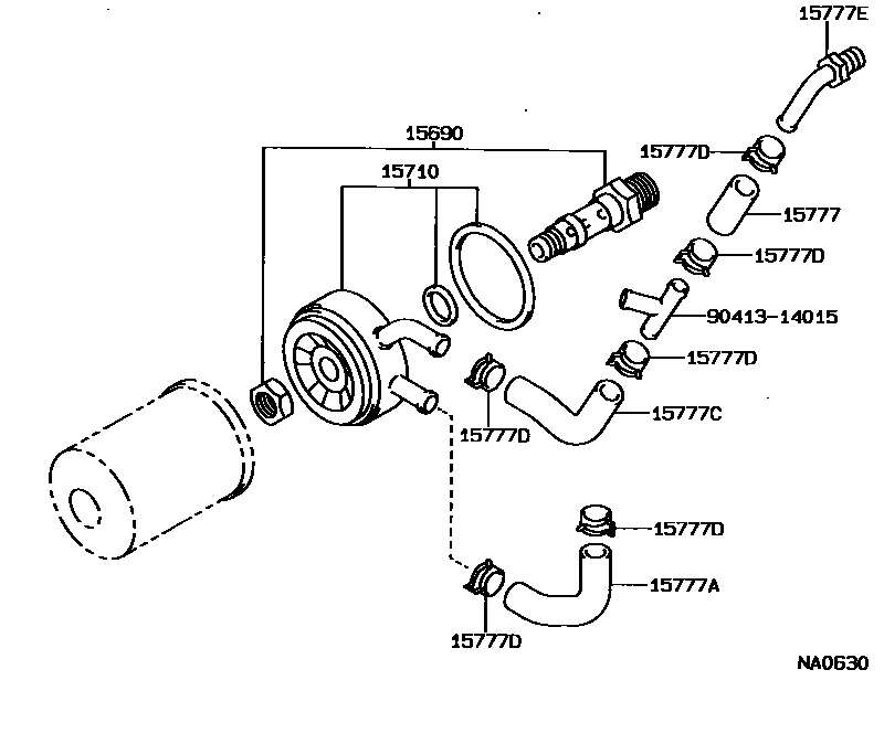Toyota COROLLA Engine Oil Cooler EPC diagram — NA0630