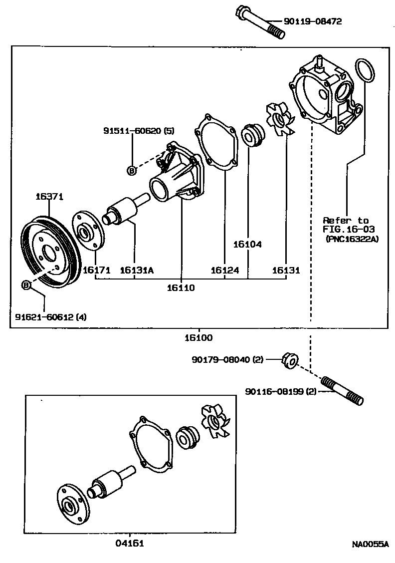 Toyota COROLLA Water Pump EPC diagram — NA0055A