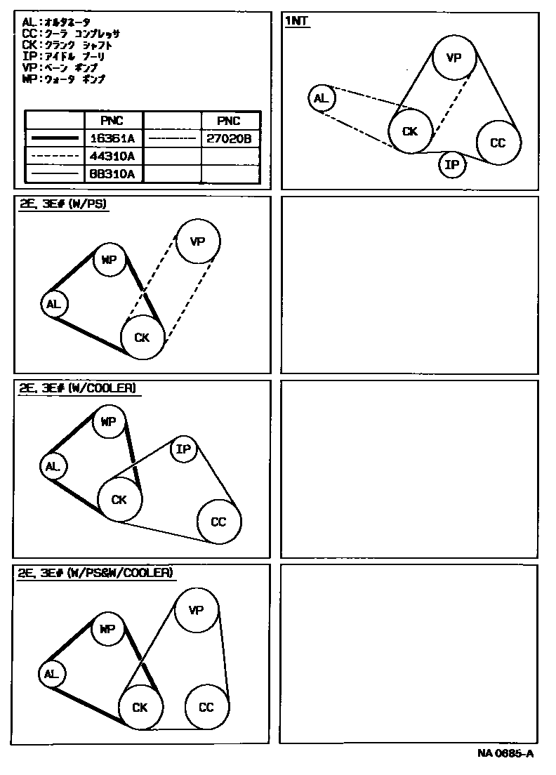 Toyota COROLLA V-Belt EPC diagram — NA0685A