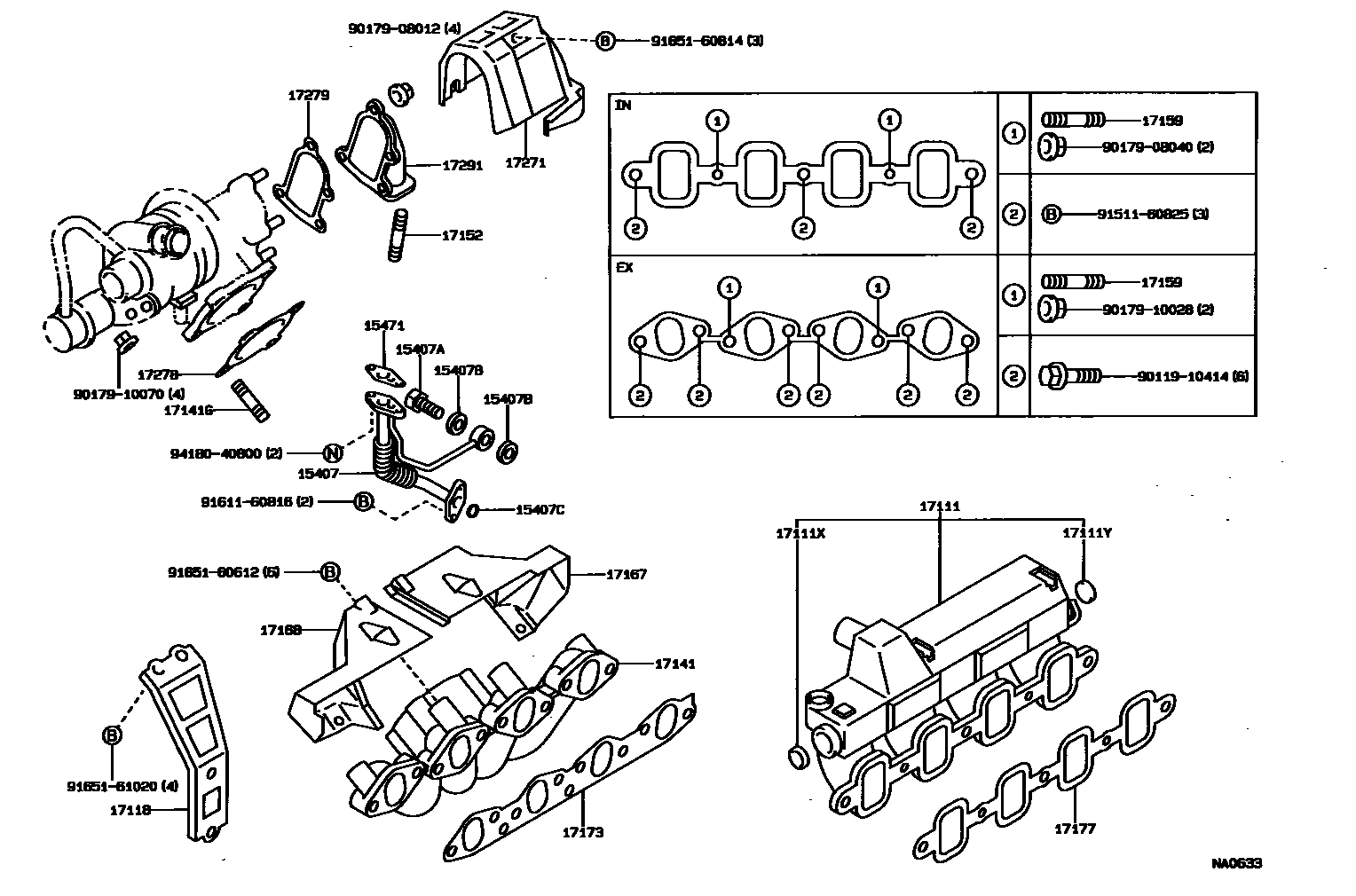 Toyota COROLLA Manifold EPC diagram — NA0633