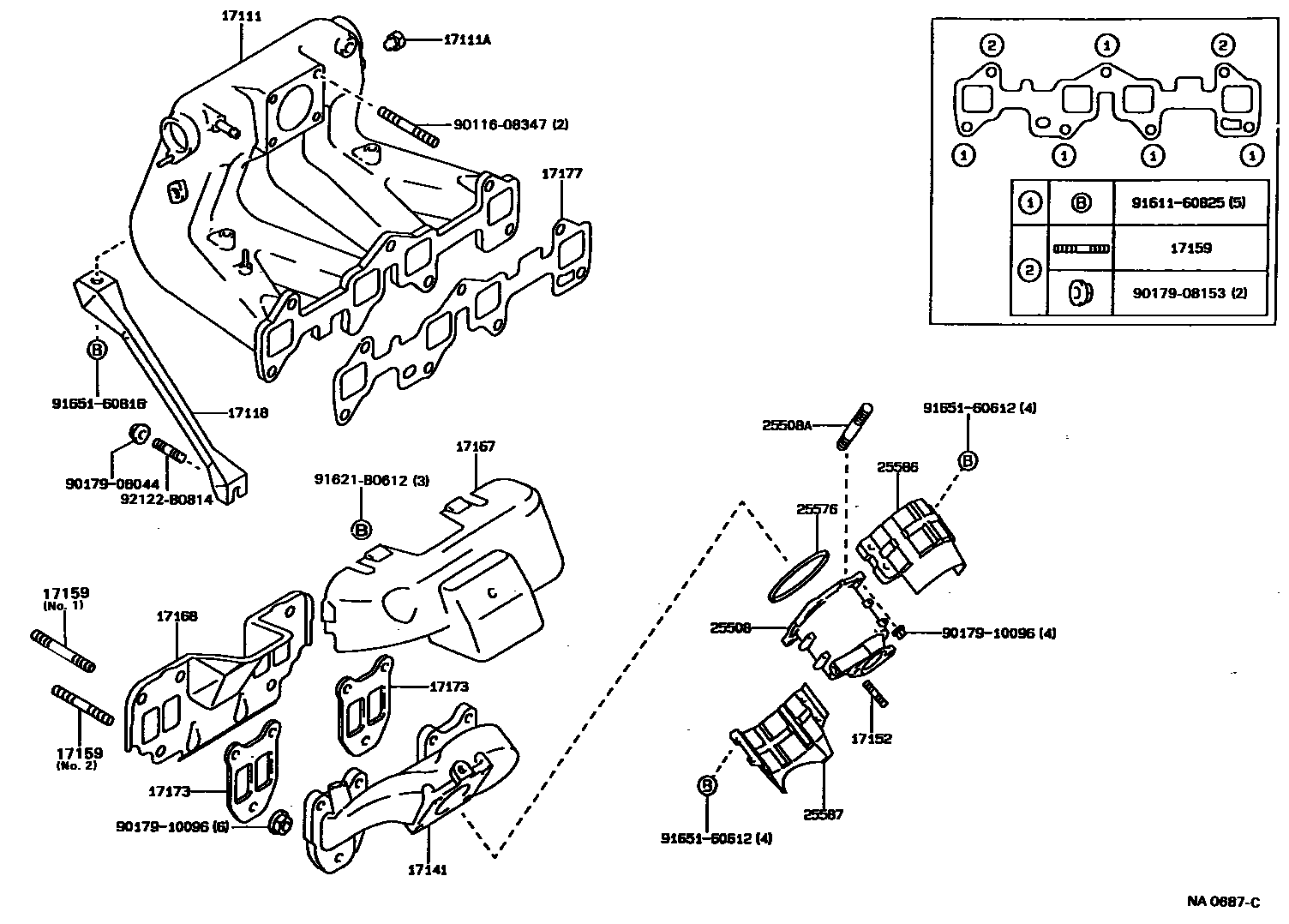Toyota COROLLA Manifold EPC diagram — NA0687C