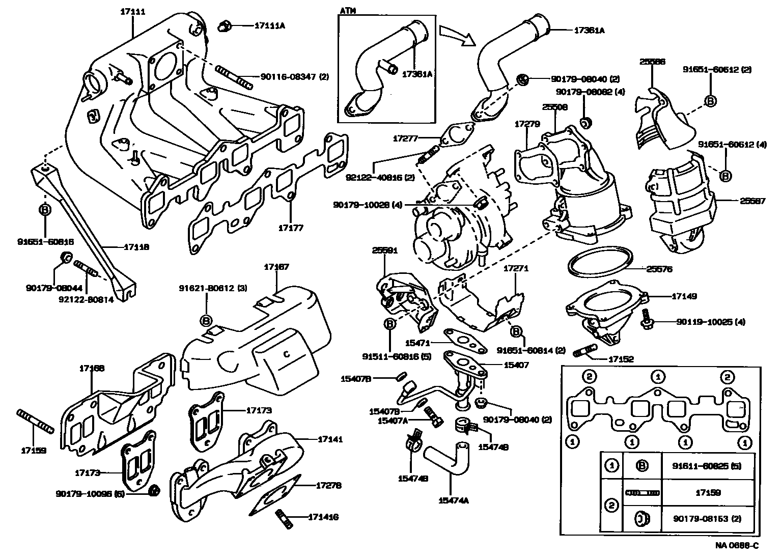 Toyota COROLLA Manifold EPC diagram — NA0688C