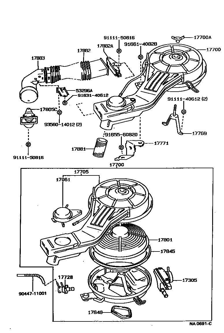 Toyota COROLLA Air Cleaner EPC diagram — NA0691C