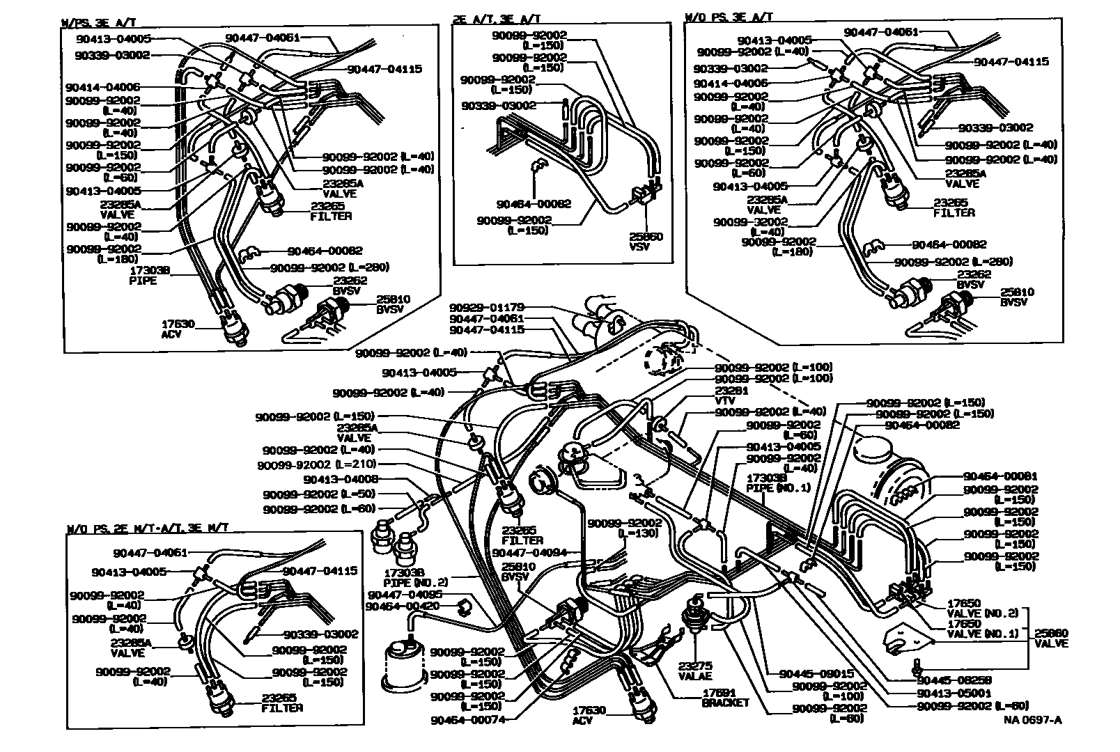 Toyota COROLLA vacuum tube EPC diagram — NA0697A