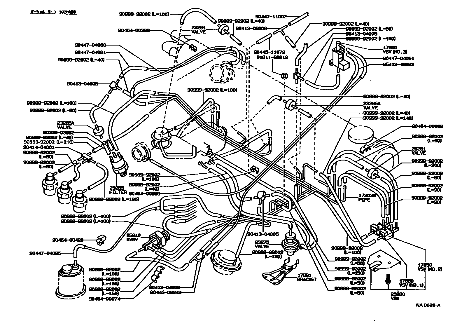 Toyota COROLLA vacuum tube EPC diagram — NA0698A