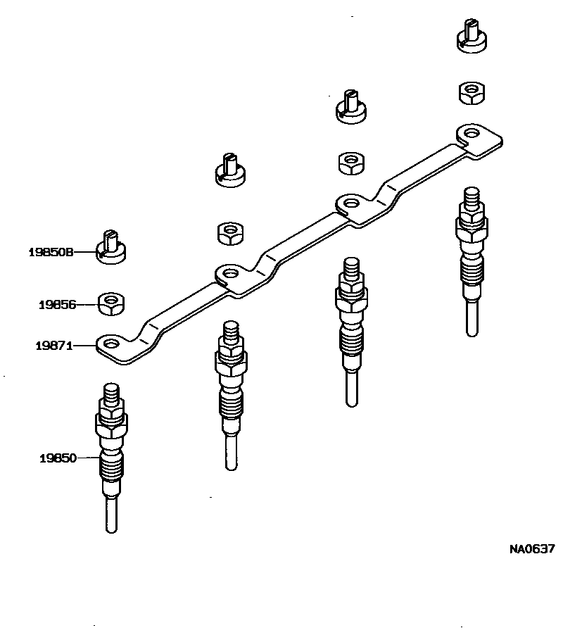 Toyota COROLLA 点火线圈和火花塞 EPC diagram — NA0637