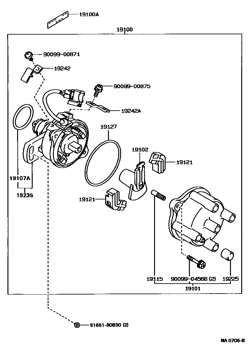 Toyota COROLLA 分电器 EPC diagram — NA0705B